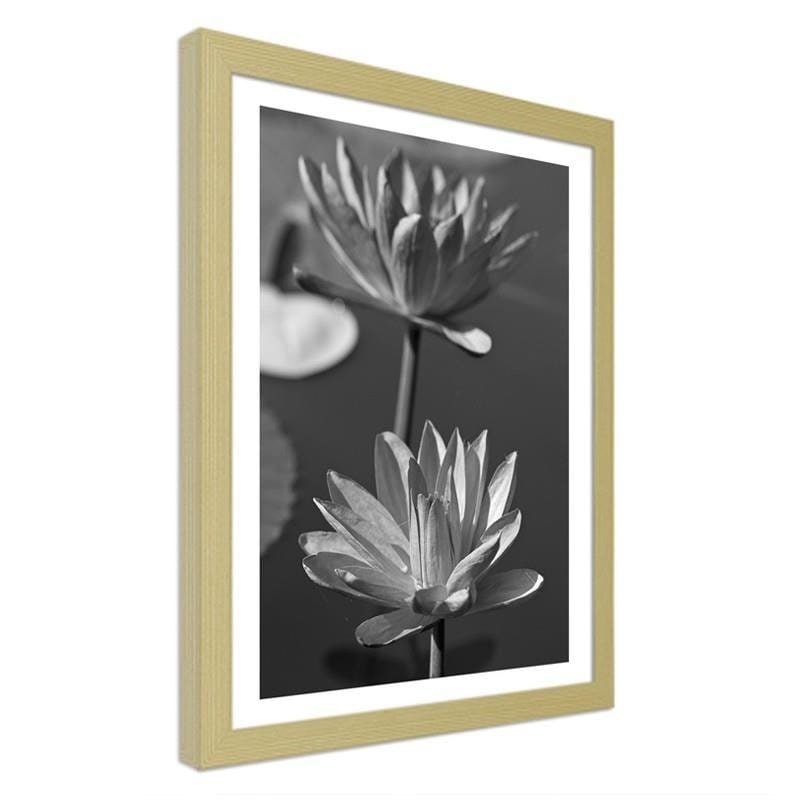 Glezna bēšā rāmī - Two water lilies Home Trends DECO
