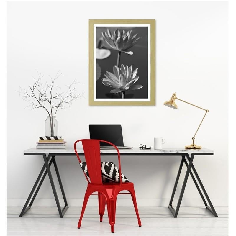 Glezna bēšā rāmī - Two water lilies Home Trends DECO