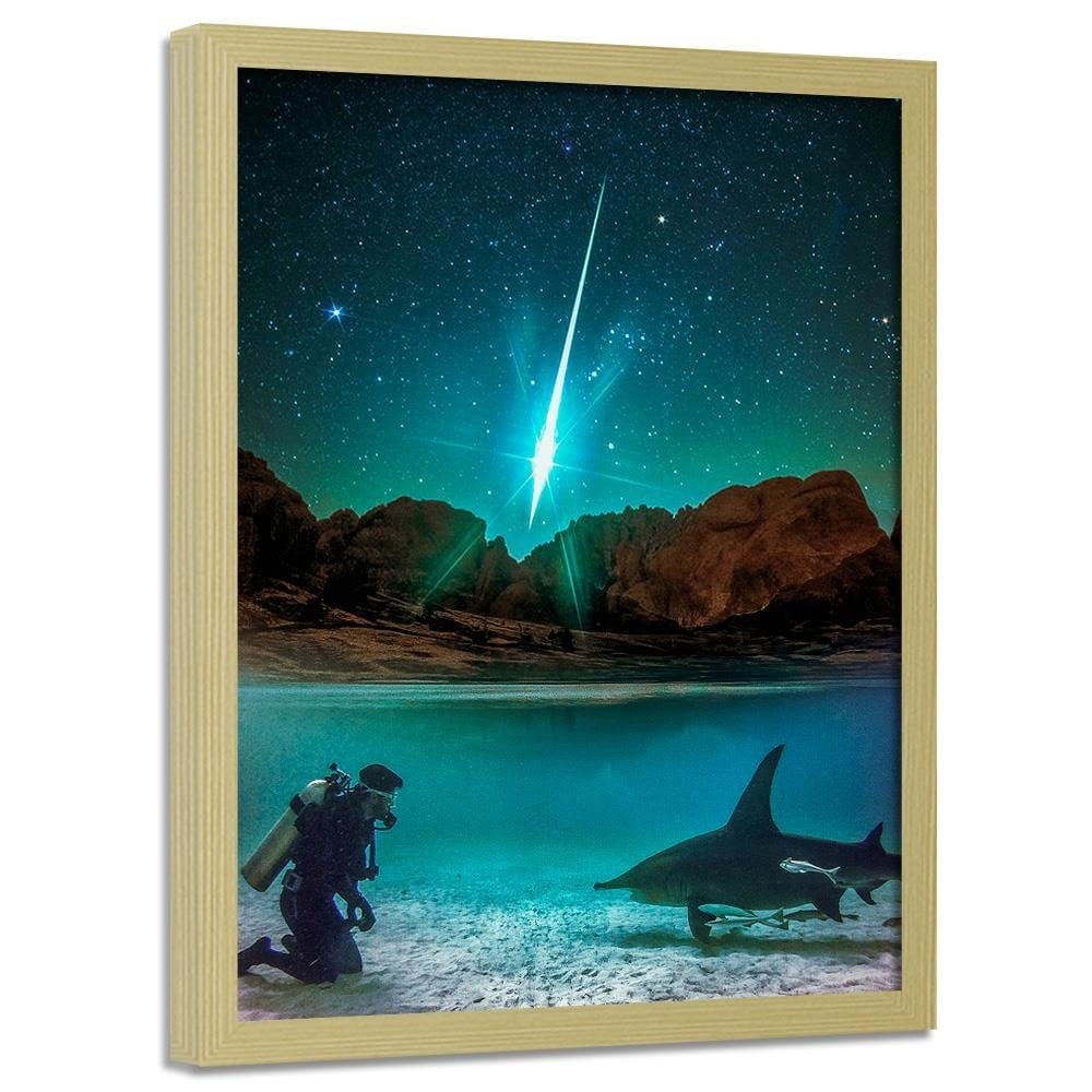Glezna bēšā rāmī - Underwater Meeting Home Trends DECO