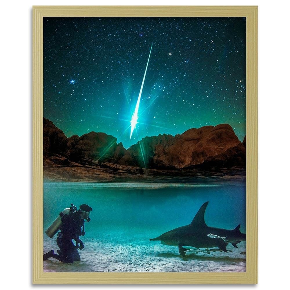 Glezna bēšā rāmī - Underwater Meeting Home Trends DECO