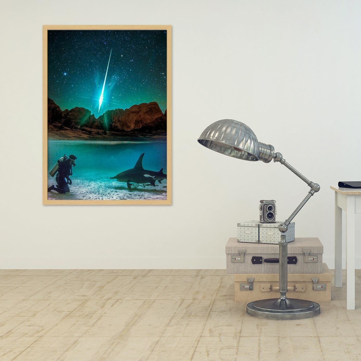 Glezna bēšā rāmī - Underwater Meeting Home Trends DECO