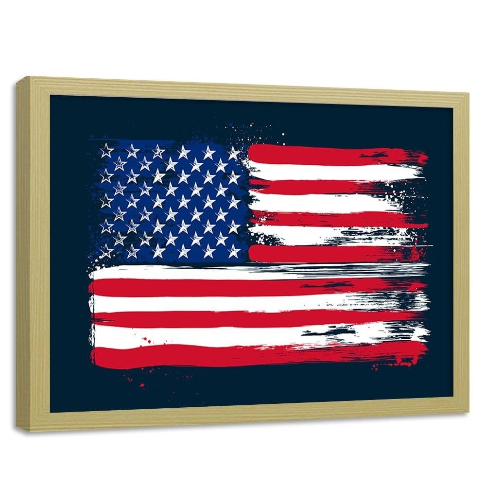 Glezna bēšā rāmī - Usa Flag Home Trends DECO