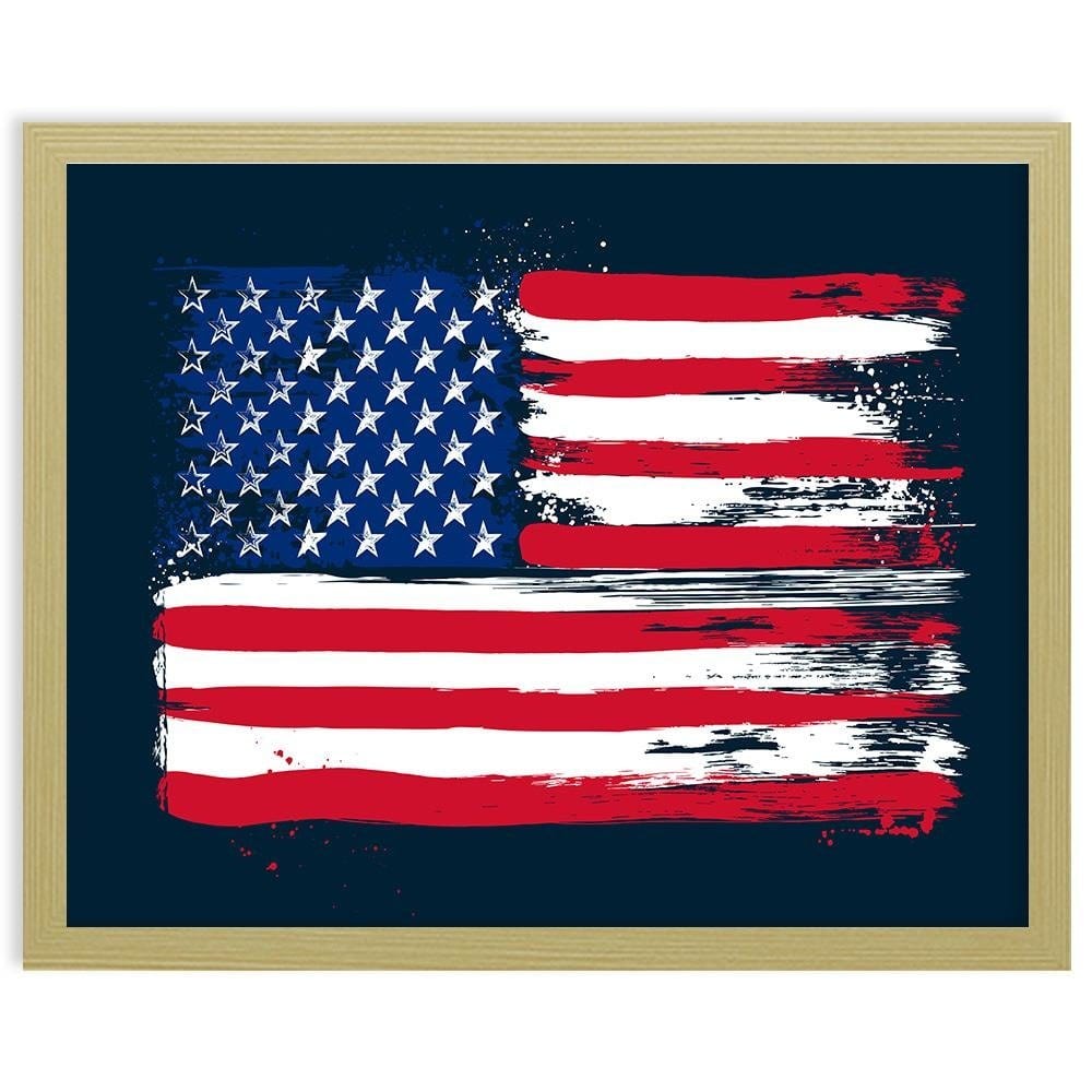 Glezna bēšā rāmī - Usa Flag Home Trends DECO