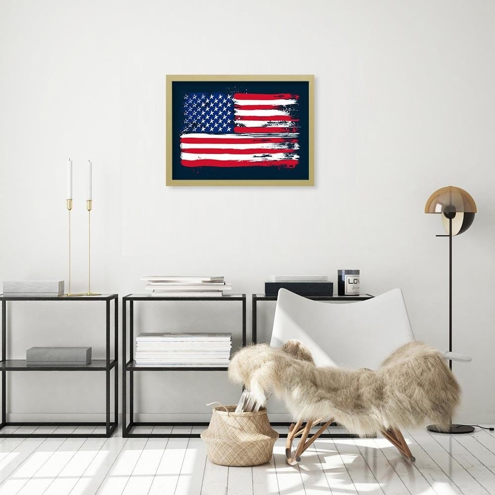 Glezna bēšā rāmī - Usa Flag Home Trends DECO