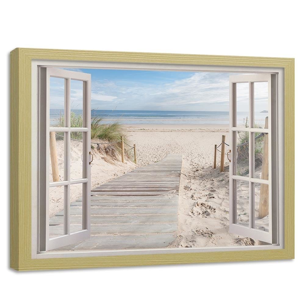 Glezna bēšā rāmī - Window To The Beach Home Trends DECO