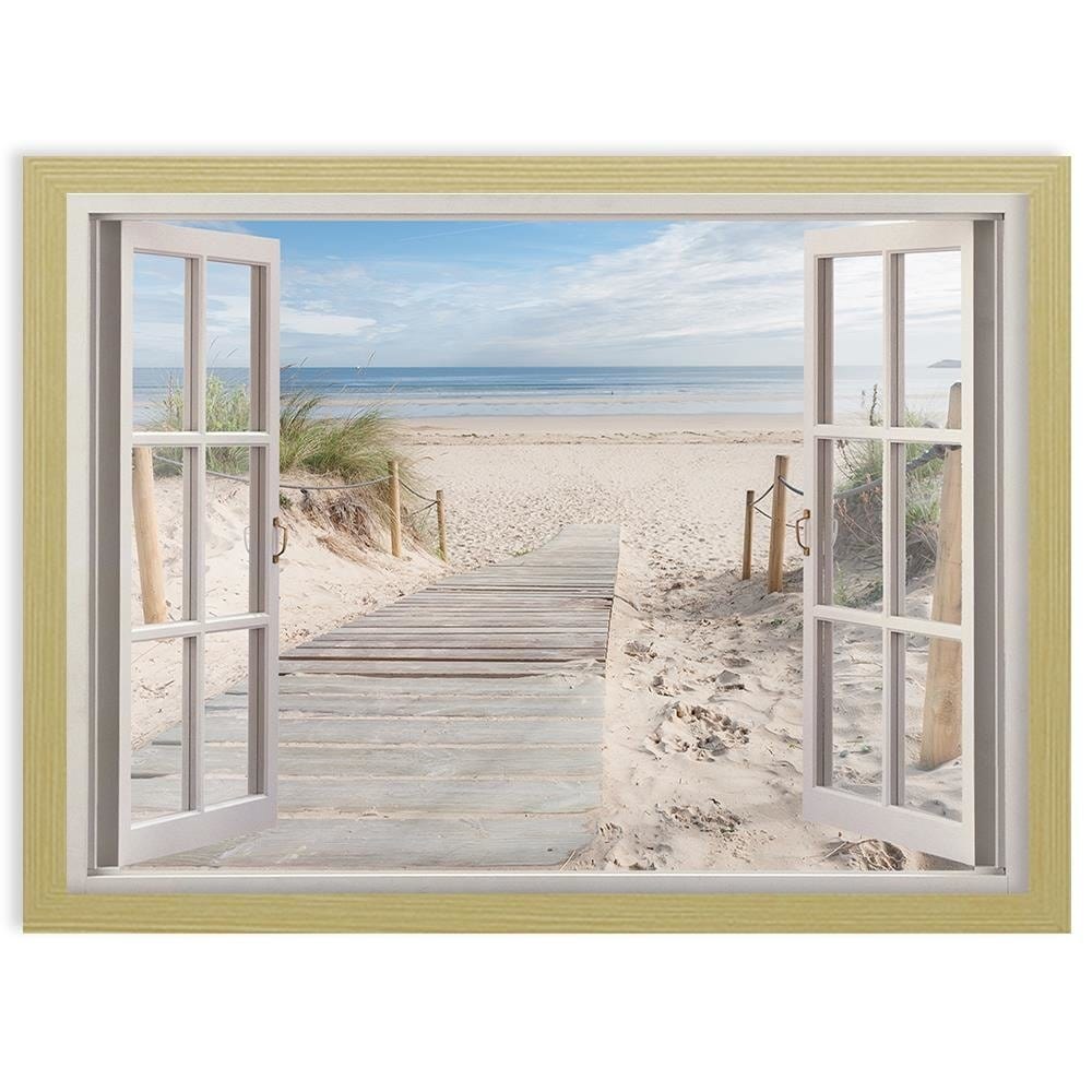 Glezna bēšā rāmī - Window To The Beach Home Trends DECO