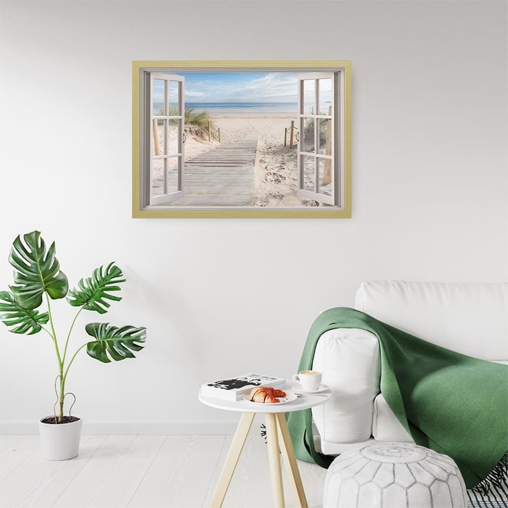 Glezna bēšā rāmī - Window To The Beach Home Trends DECO