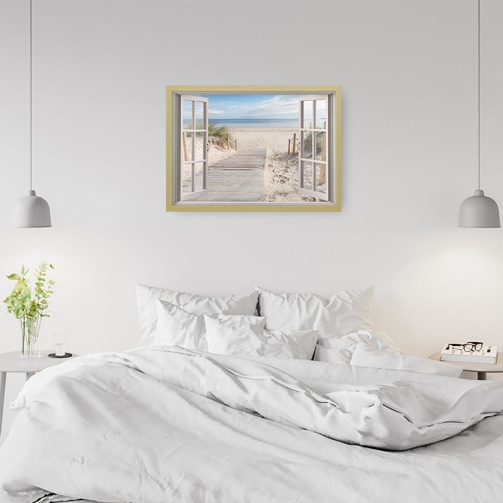 Glezna bēšā rāmī - Window To The Beach Home Trends DECO