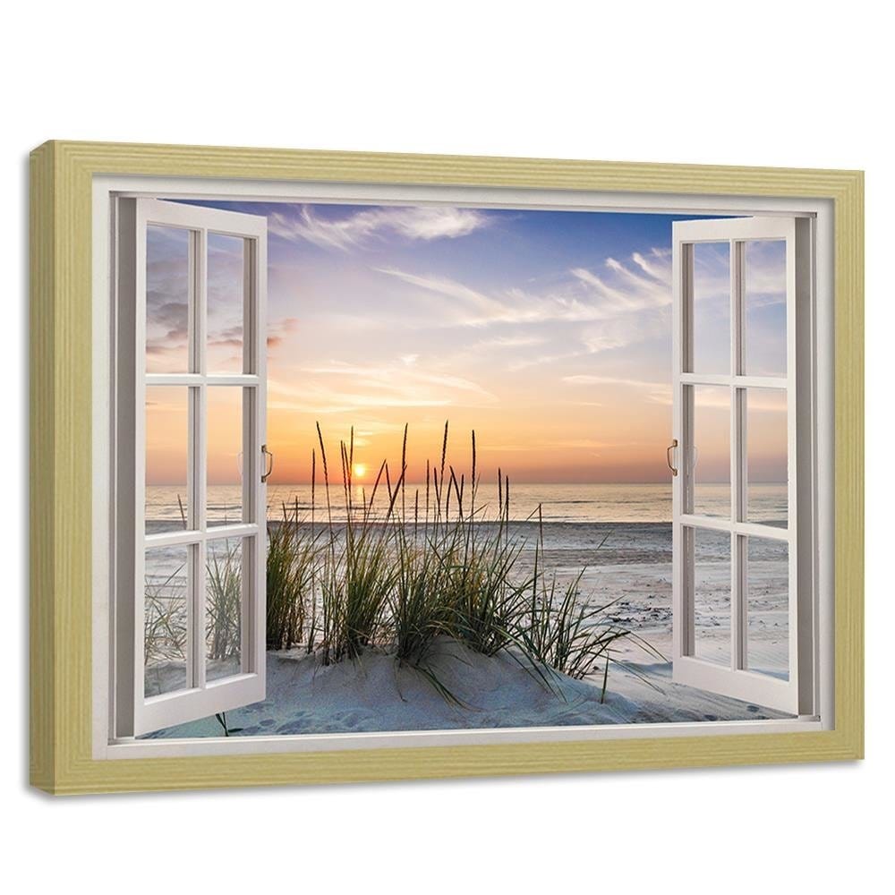 Glezna bēšā rāmī - Window To The Beach Home Trends DECO