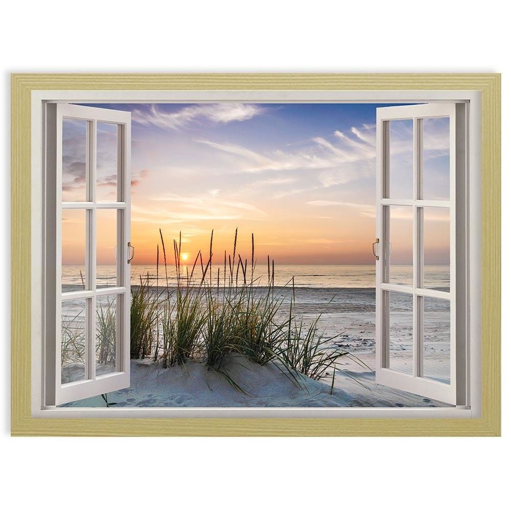 Glezna bēšā rāmī - Window To The Beach Home Trends DECO