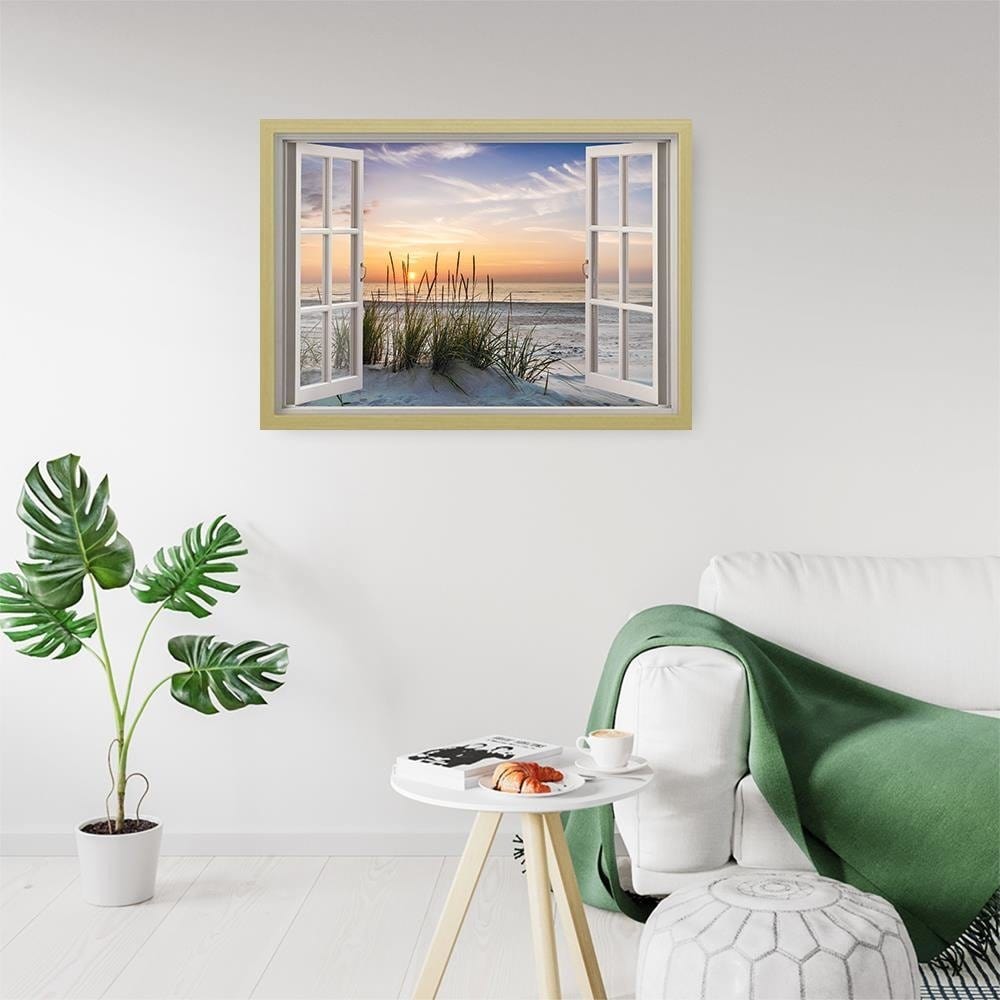 Glezna bēšā rāmī - Window To The Beach Home Trends DECO