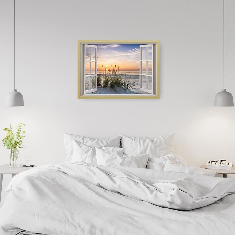 Glezna bēšā rāmī - Window To The Beach Home Trends DECO