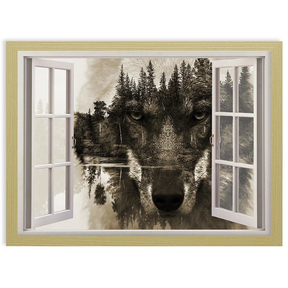 Glezna bēšā rāmī - Window To The Wolf Home Trends DECO
