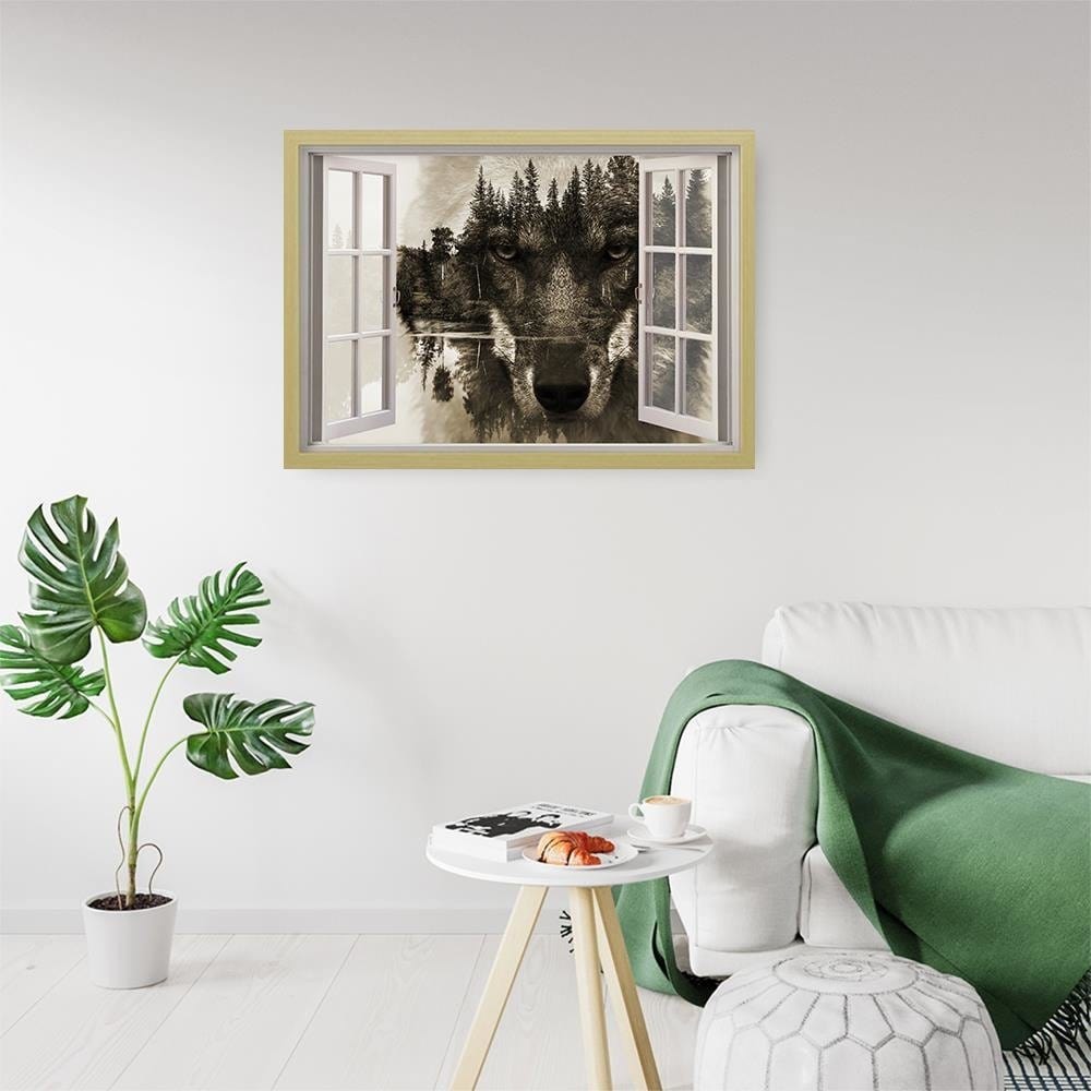 Glezna bēšā rāmī - Window To The Wolf Home Trends DECO