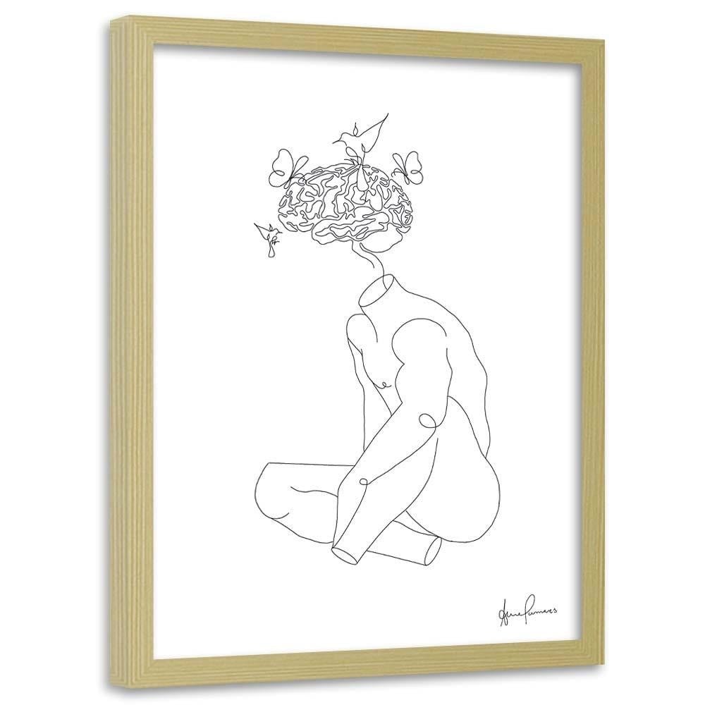 Glezna bēšā rāmī - Woman Abstraction Home Trends DECO
