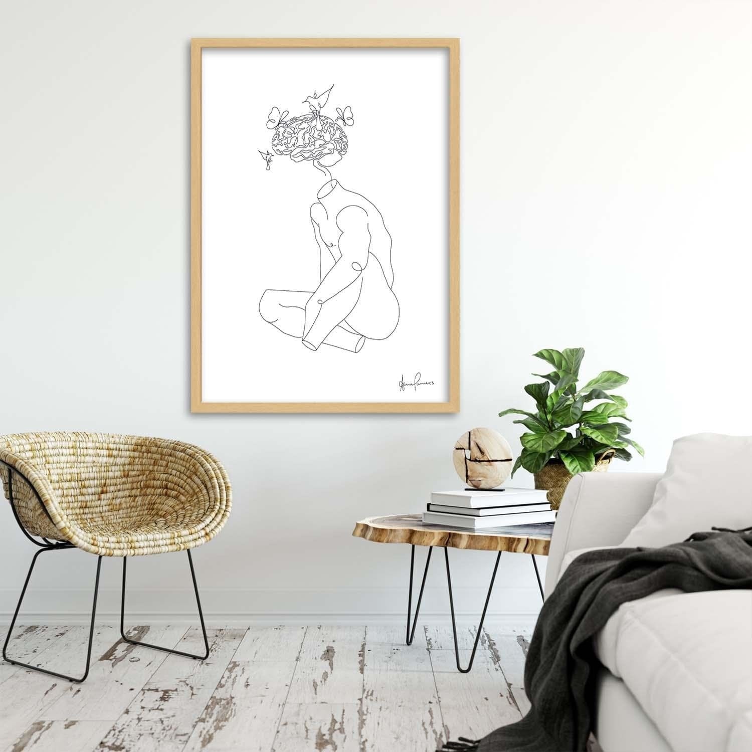 Glezna bēšā rāmī - Woman Abstraction Home Trends DECO