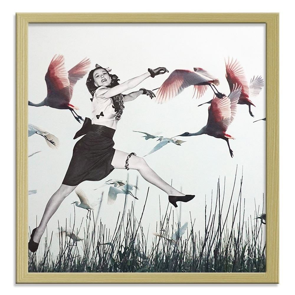 Glezna bēšā rāmī - Woman And Geese Home Trends DECO