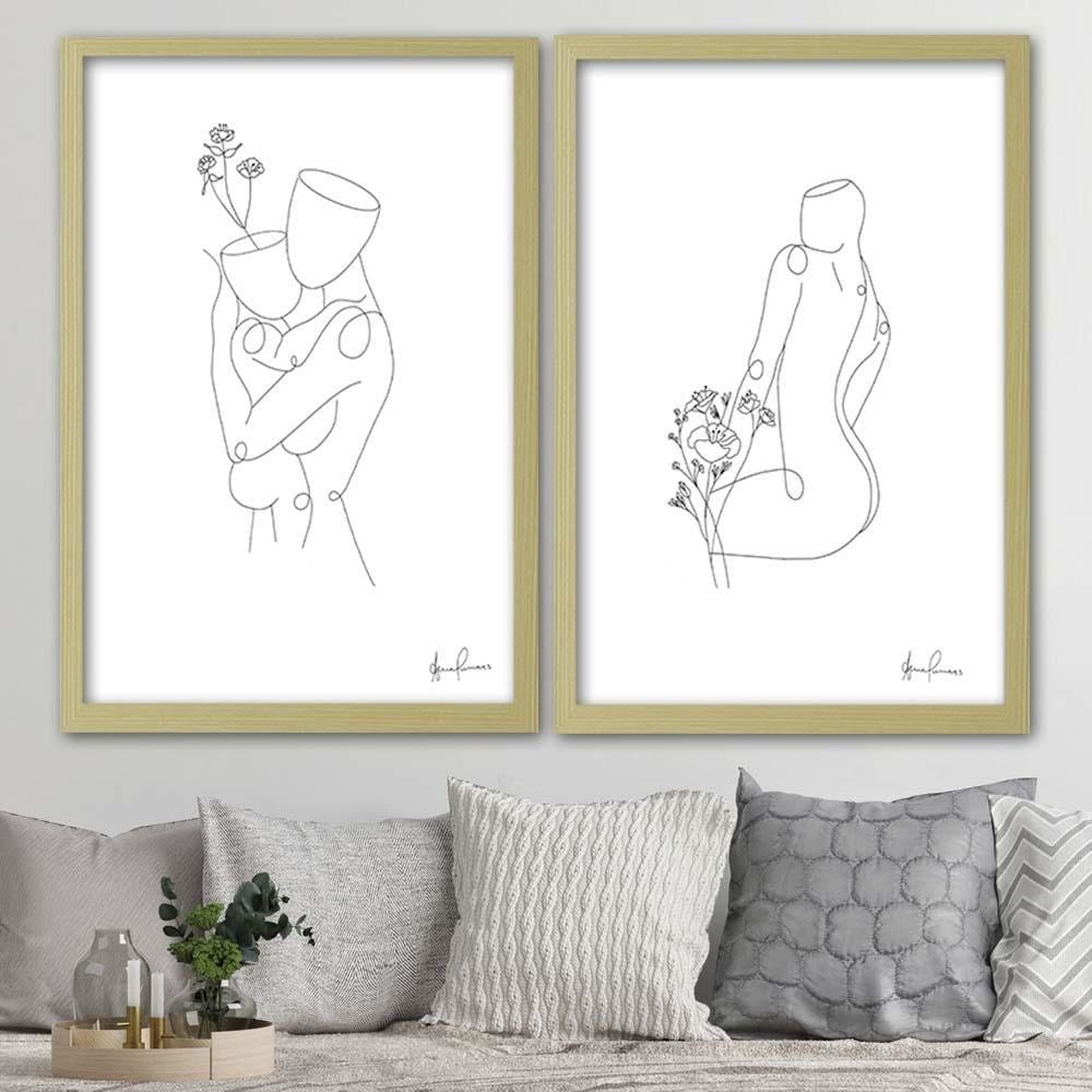 Glezna bēšā rāmī - Woman And The Child Home Trends DECO