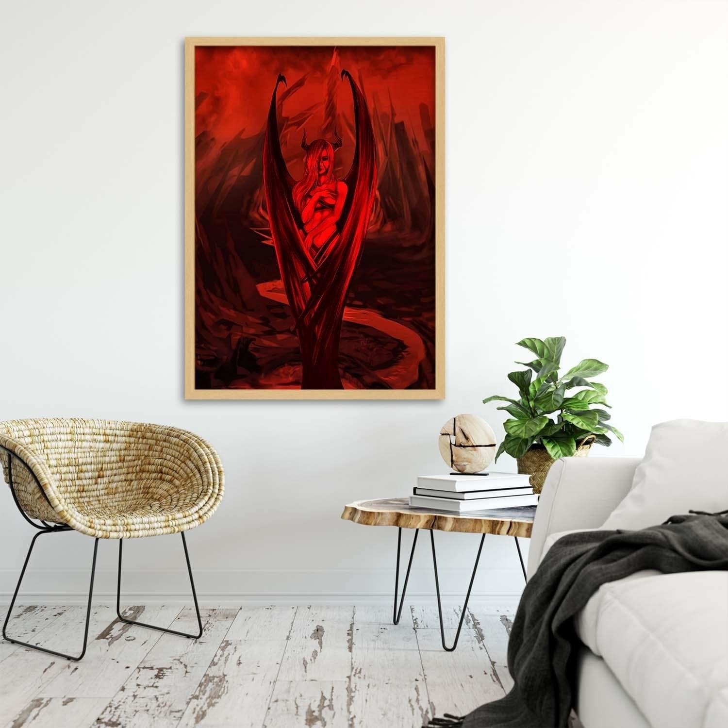 Glezna bēšā rāmī - Woman Bat Home Trends DECO
