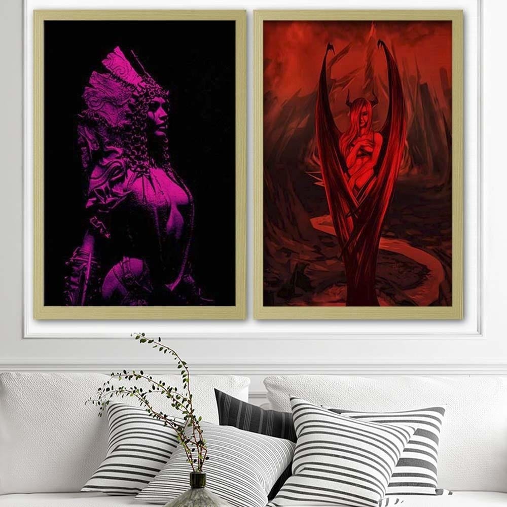 Glezna bēšā rāmī - Woman Bat Home Trends DECO