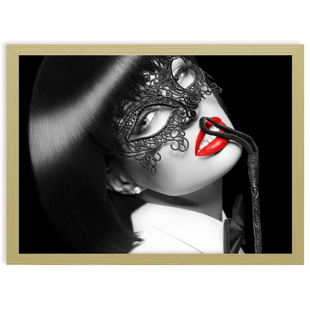 Glezna bēšā rāmī - Woman In The Mask Home Trends DECO