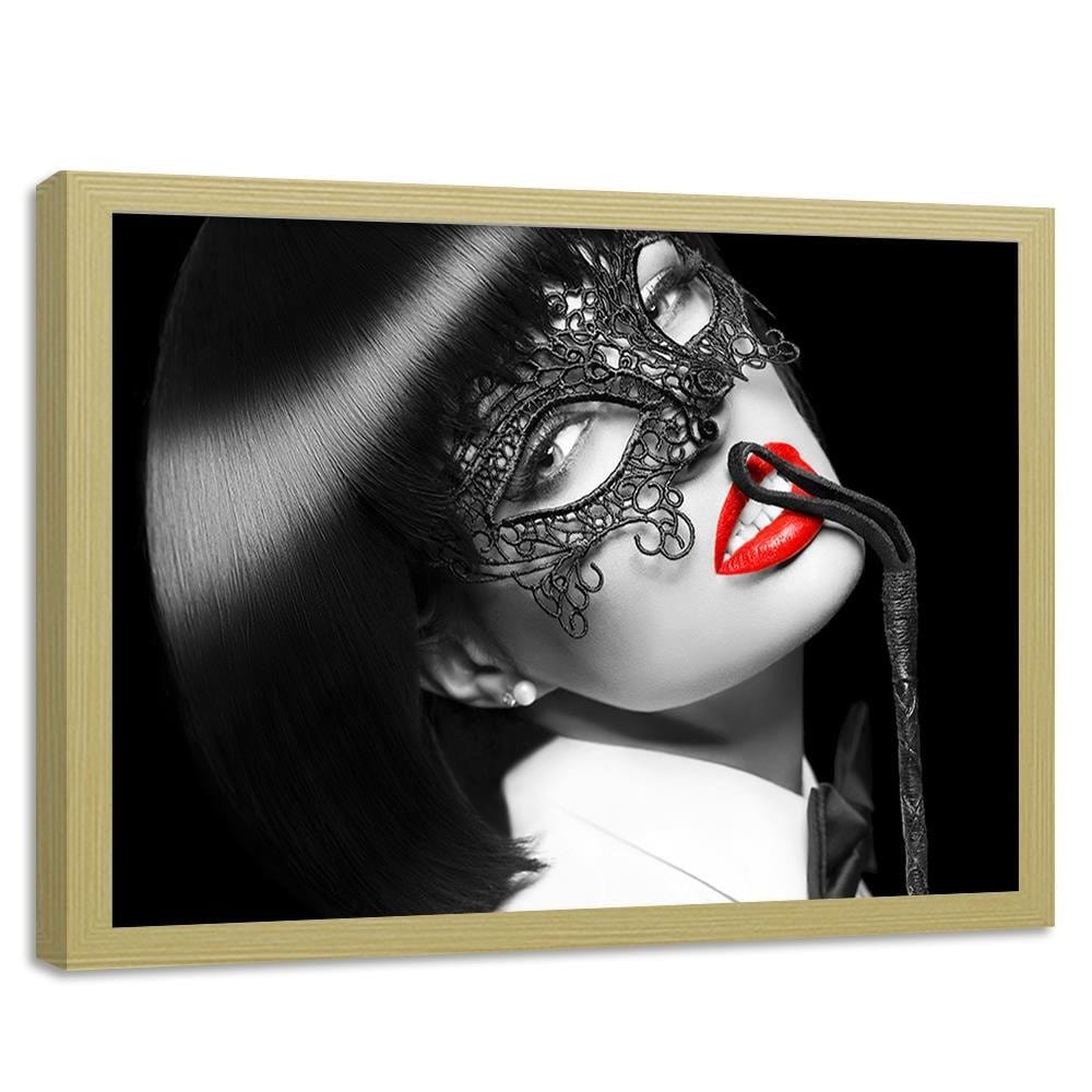 Glezna bēšā rāmī - Woman In The Mask Home Trends DECO