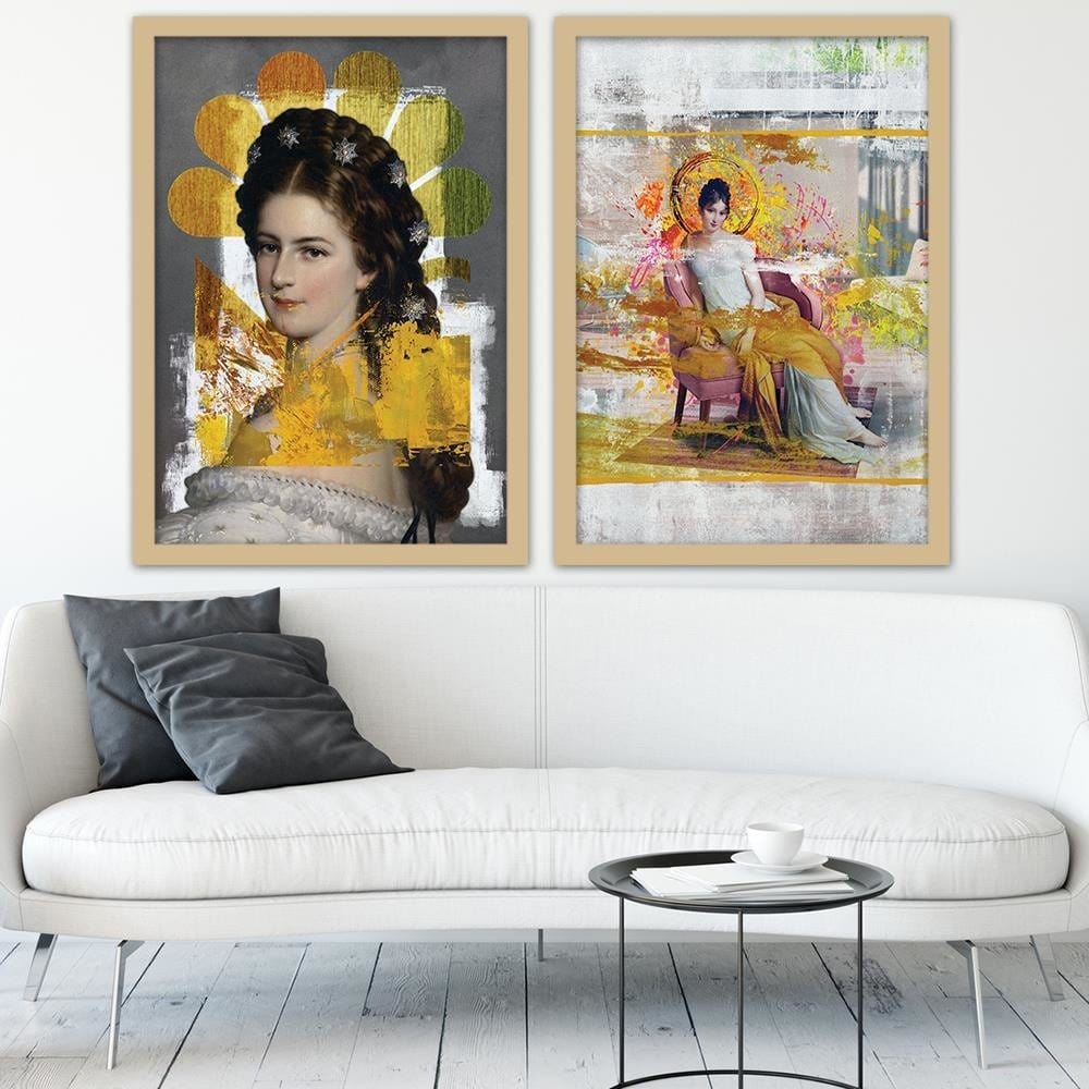 Glezna bēšā rāmī - Woman Portrait Home Trends DECO