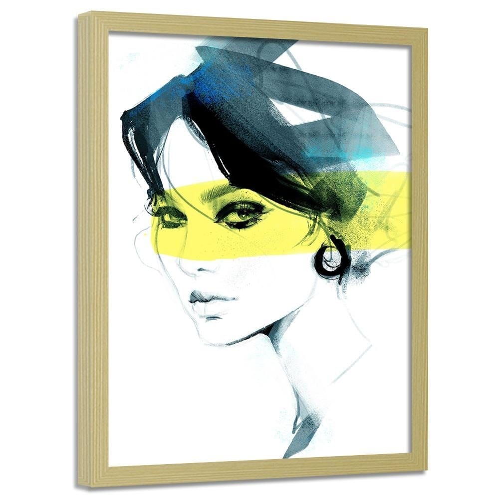 Glezna bēšā rāmī - Woman Watercolour Home Trends DECO
