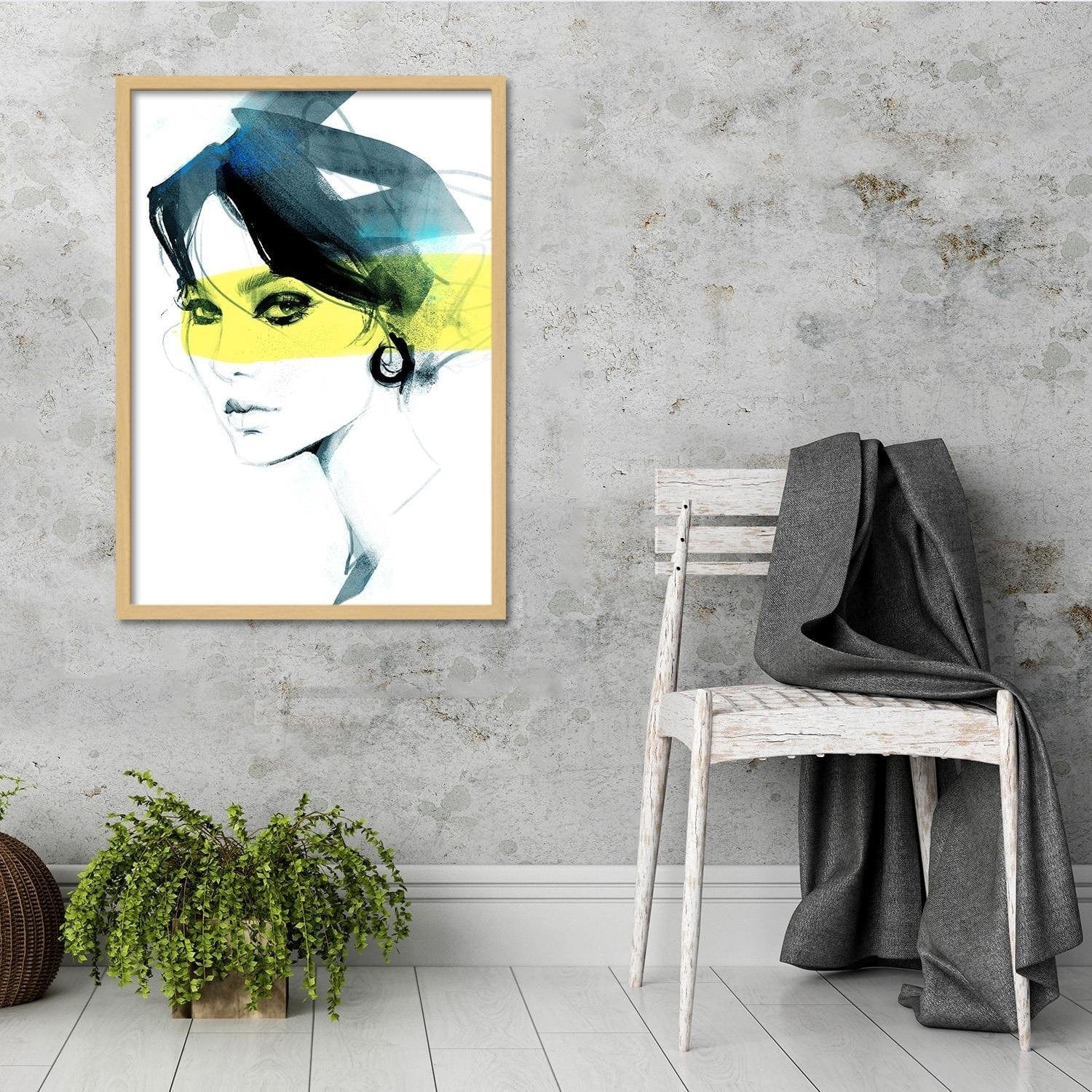 Glezna bēšā rāmī - Woman Watercolour Home Trends DECO