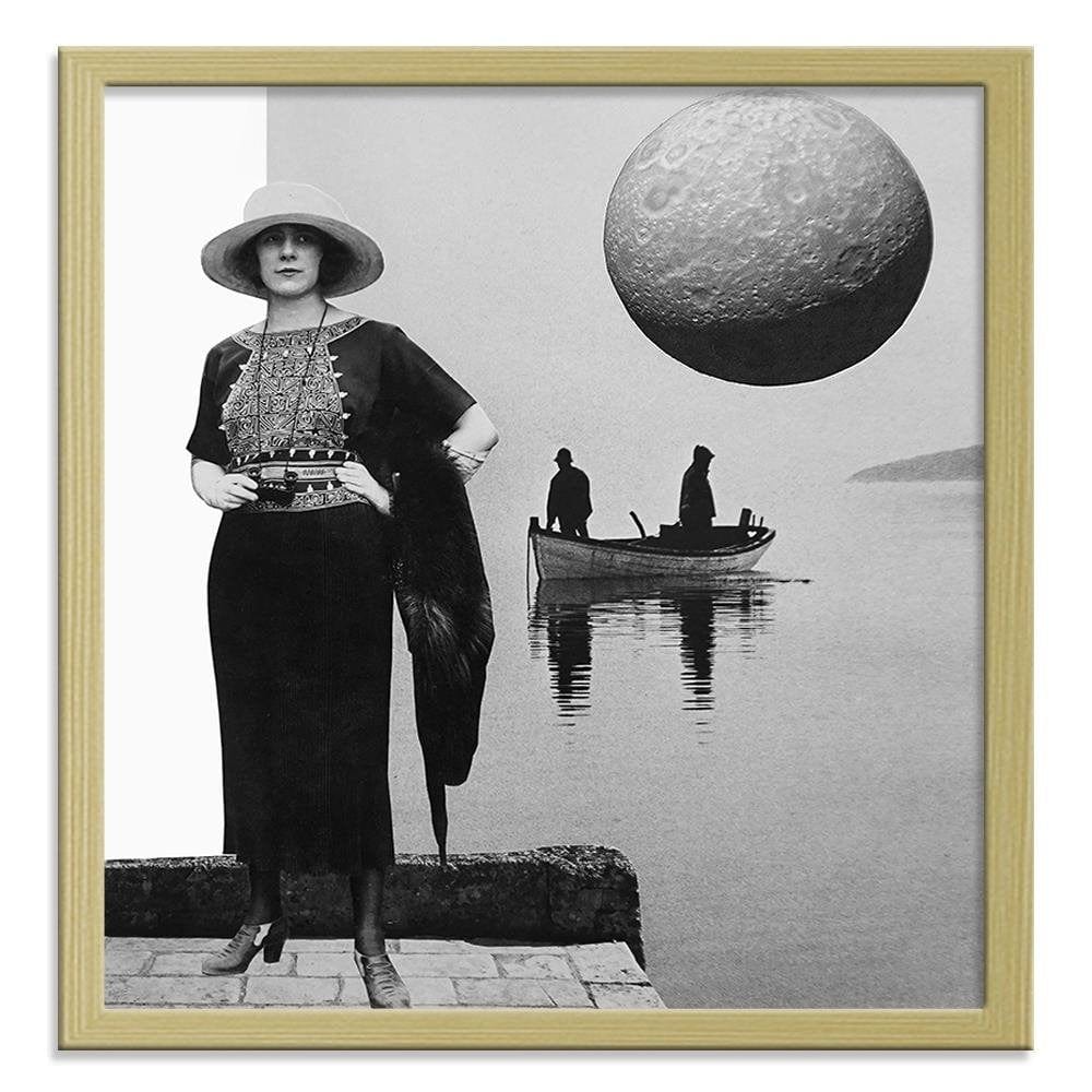 Glezna bēšā rāmī - Woman With Binoculars Home Trends DECO