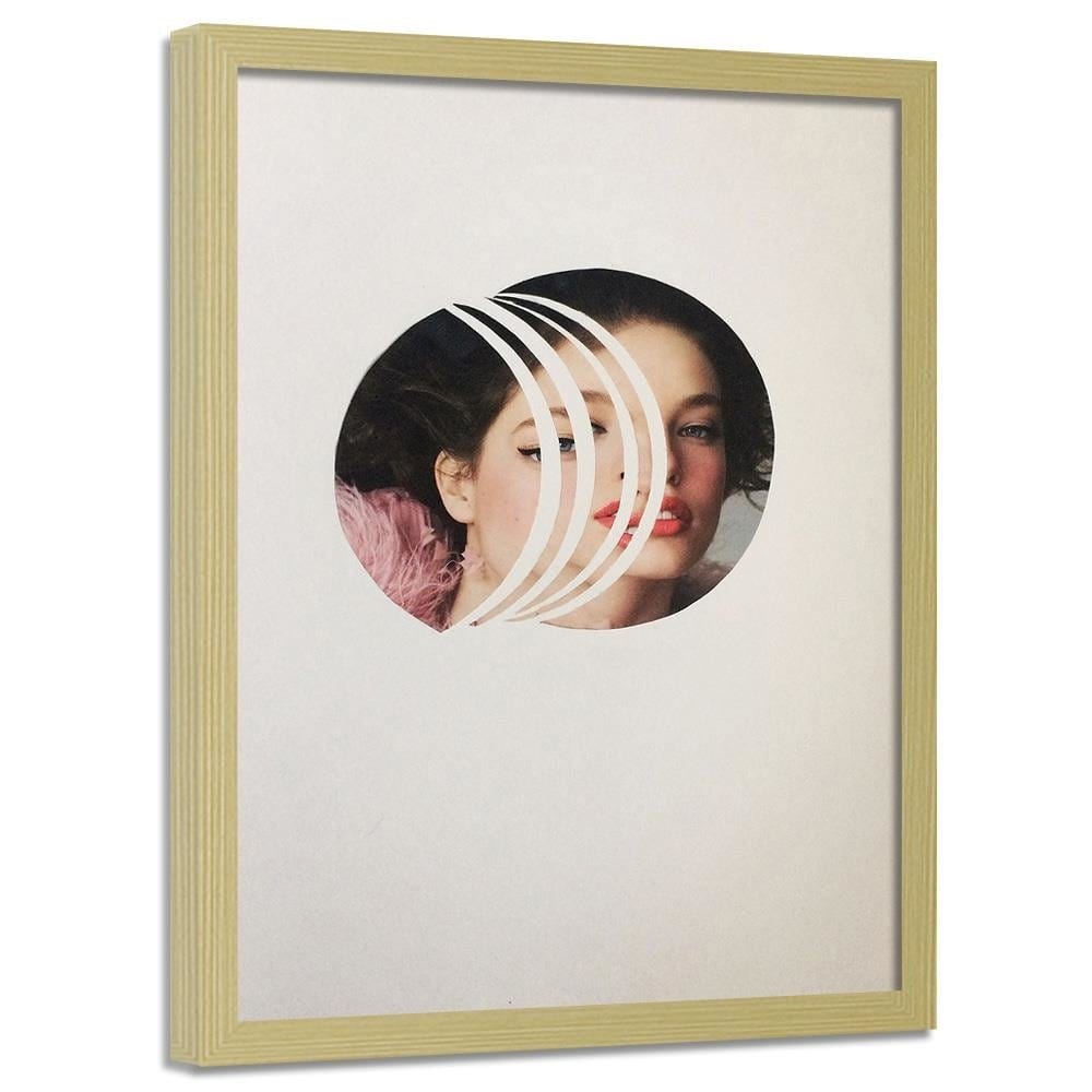 Glezna bēšā rāmī - Woman With Red Lips Home Trends DECO