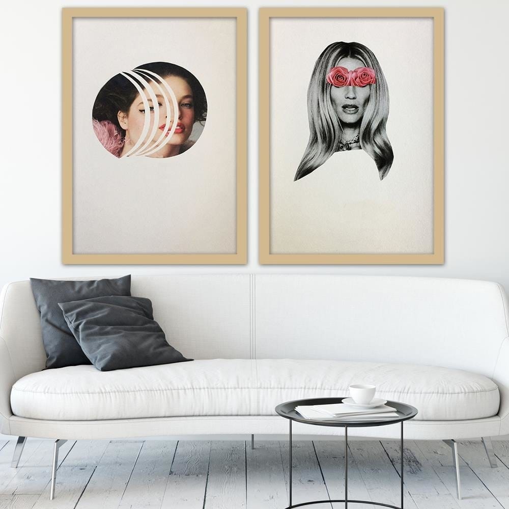 Glezna bēšā rāmī - Woman With Red Lips Home Trends DECO