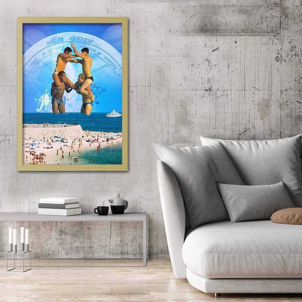 Glezna bēšā rāmī - Wrestling In The Water Home Trends DECO