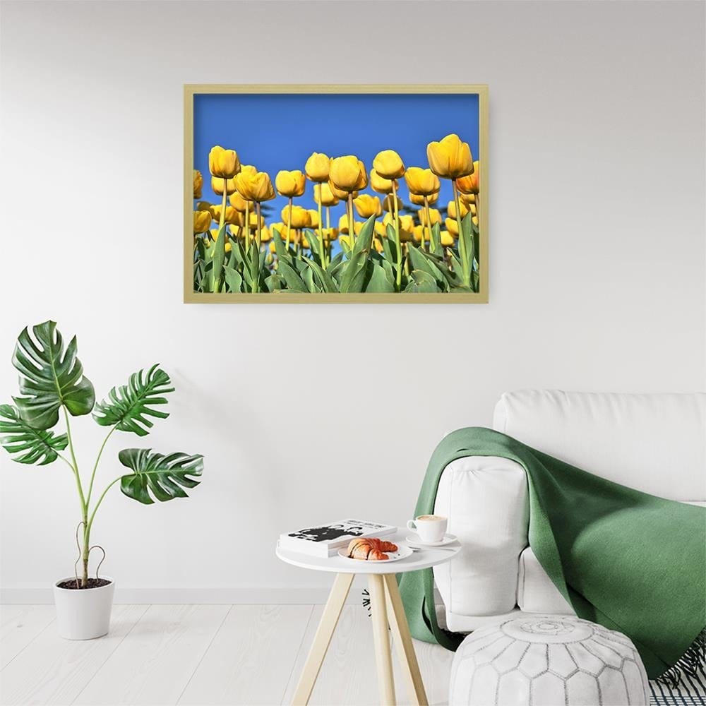 Glezna bēšā rāmī - Yellowe Flowers Home Trends DECO