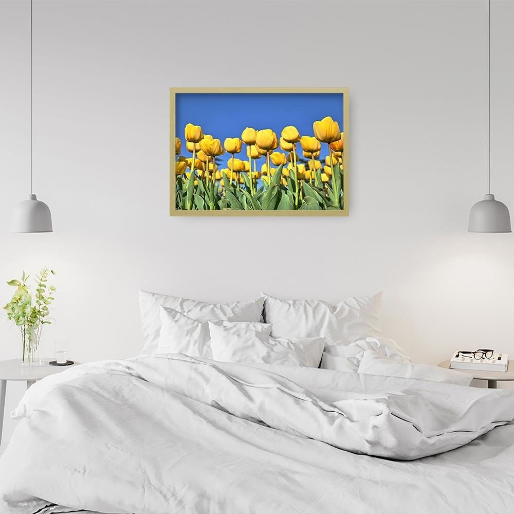 Glezna bēšā rāmī - Yellowe Flowers Home Trends DECO