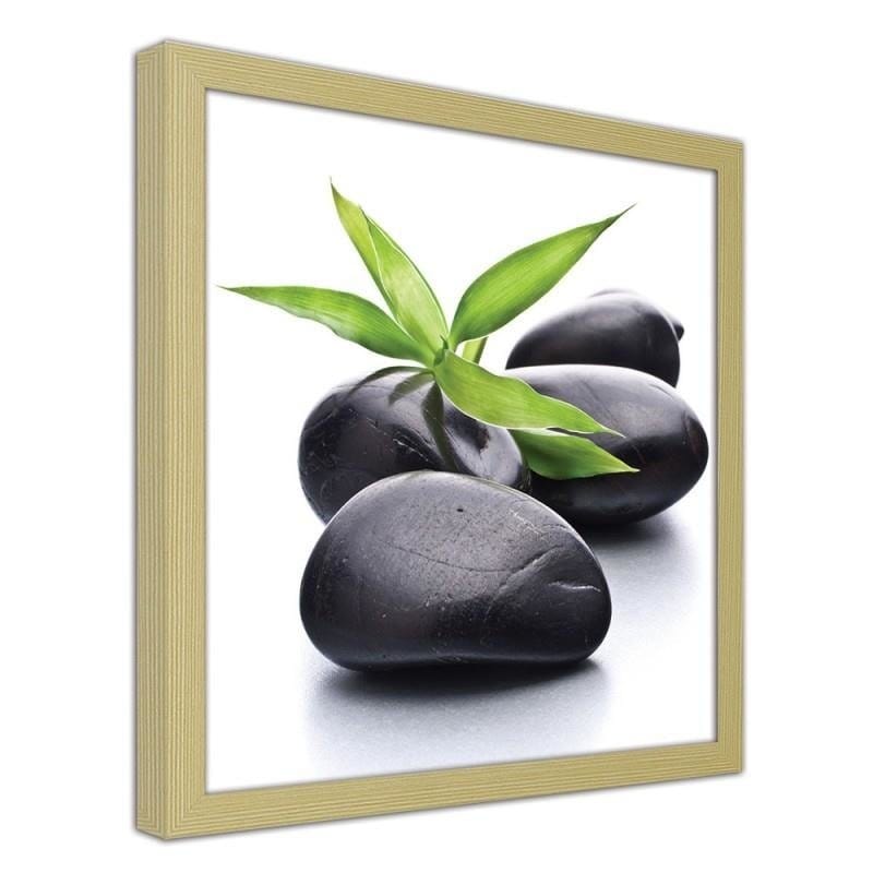 Glezna bēšā rāmī - Zen pebbles and leaves Home Trends DECO