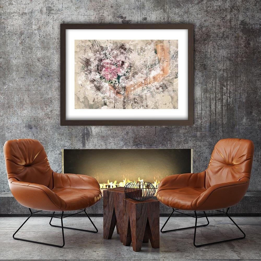 Glezna brūnā rāmī - A Bouquet Of Flowers Abstraction Home Trends DECO