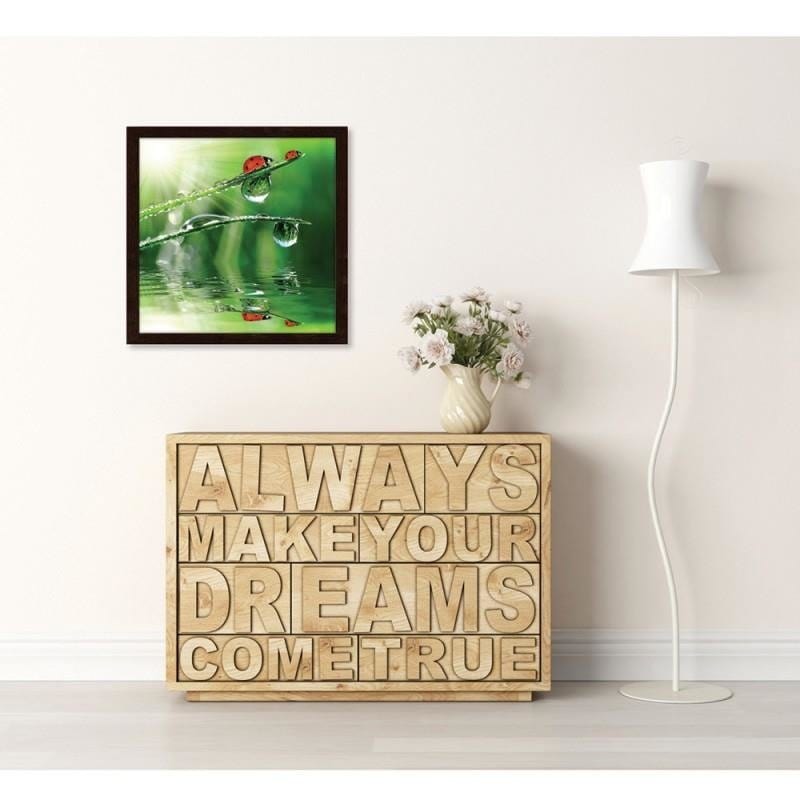 Glezna brūnā rāmī - A ladybird on a dewy grass Home Trends DECO