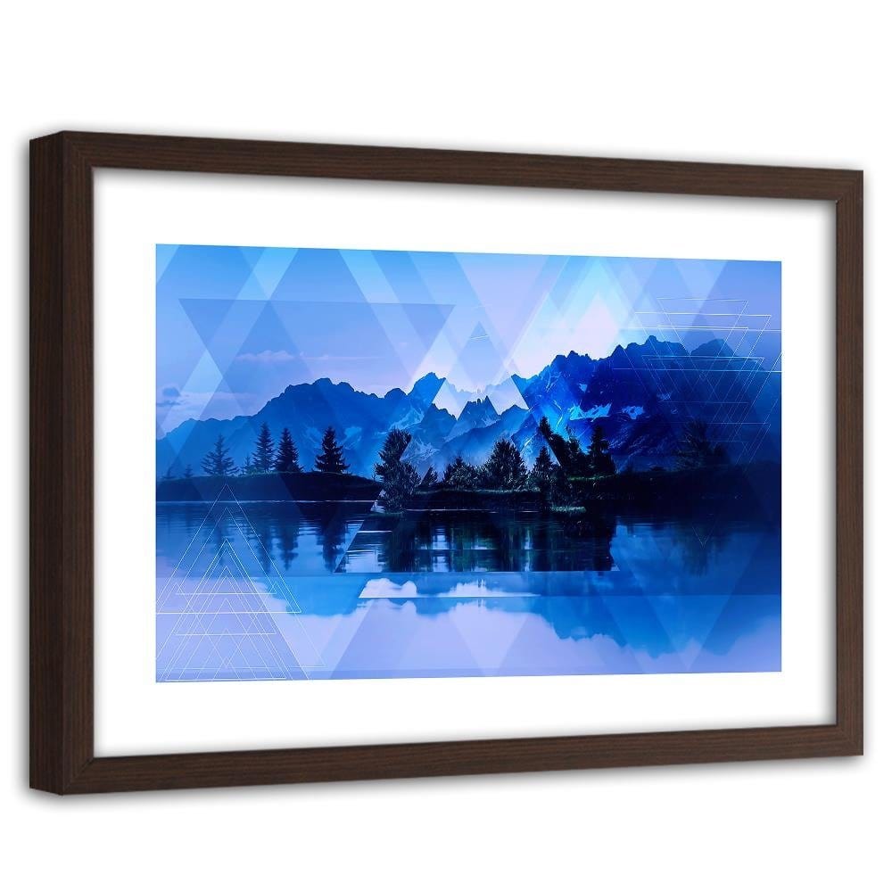 Glezna brūnā rāmī - A Lake In The Mountains 1 Home Trends DECO