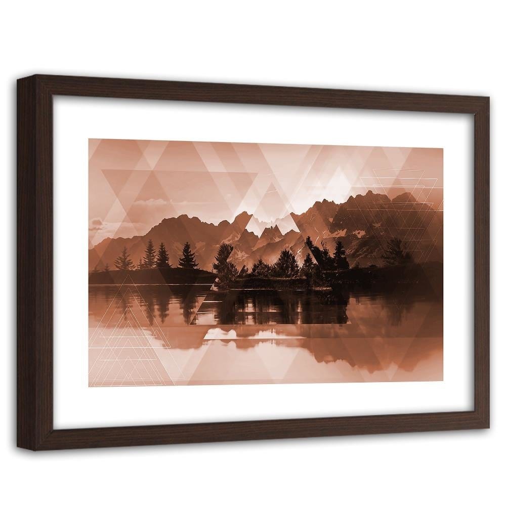 Glezna brūnā rāmī - A Lake In The Mountains 2 Home Trends DECO