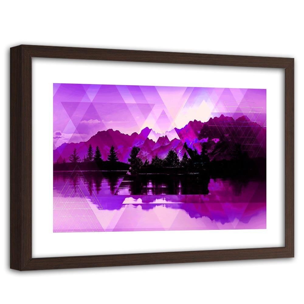 Glezna brūnā rāmī - A Lake In The Mountains 3 Home Trends DECO