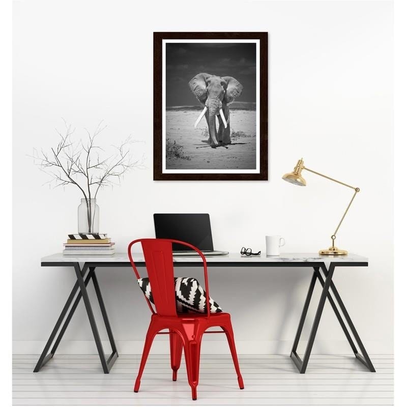 Glezna brūnā rāmī - A lonely wandering elephant Home Trends DECO