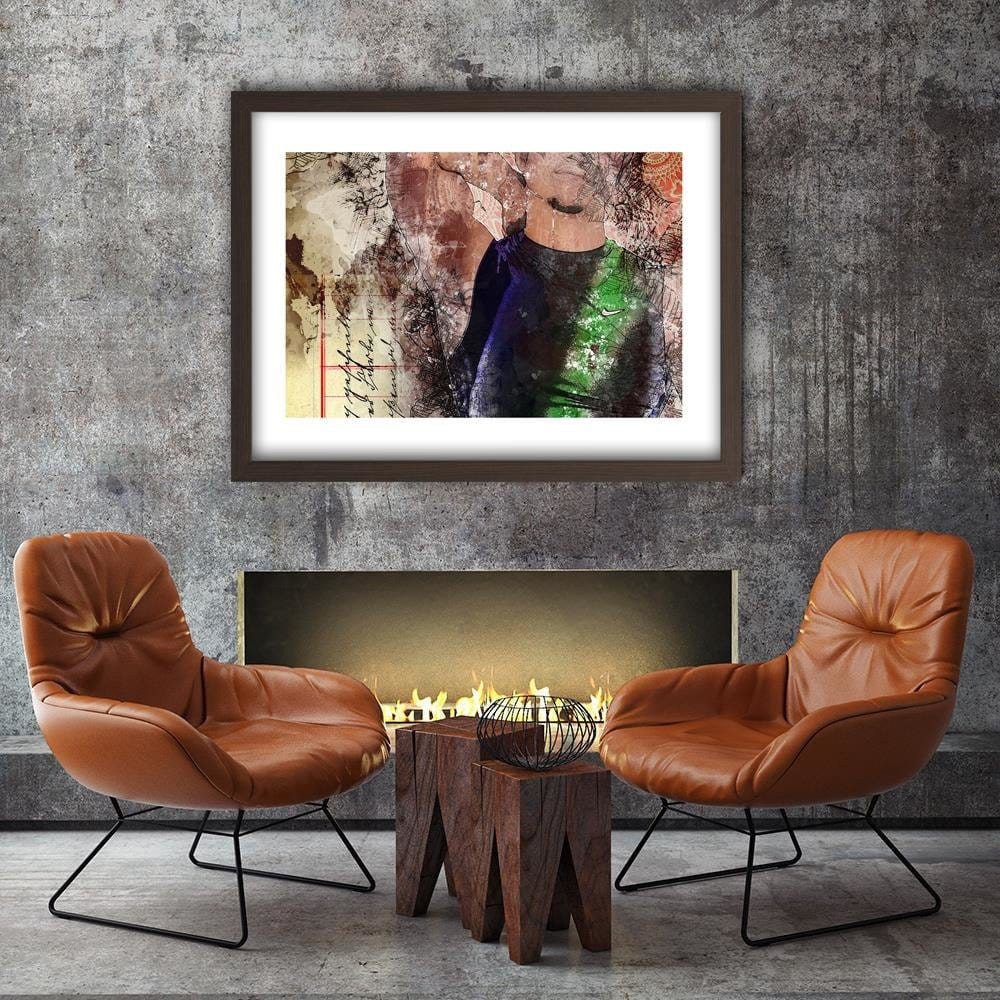 Glezna brūnā rāmī - A Man In A Sports Shirt Home Trends DECO