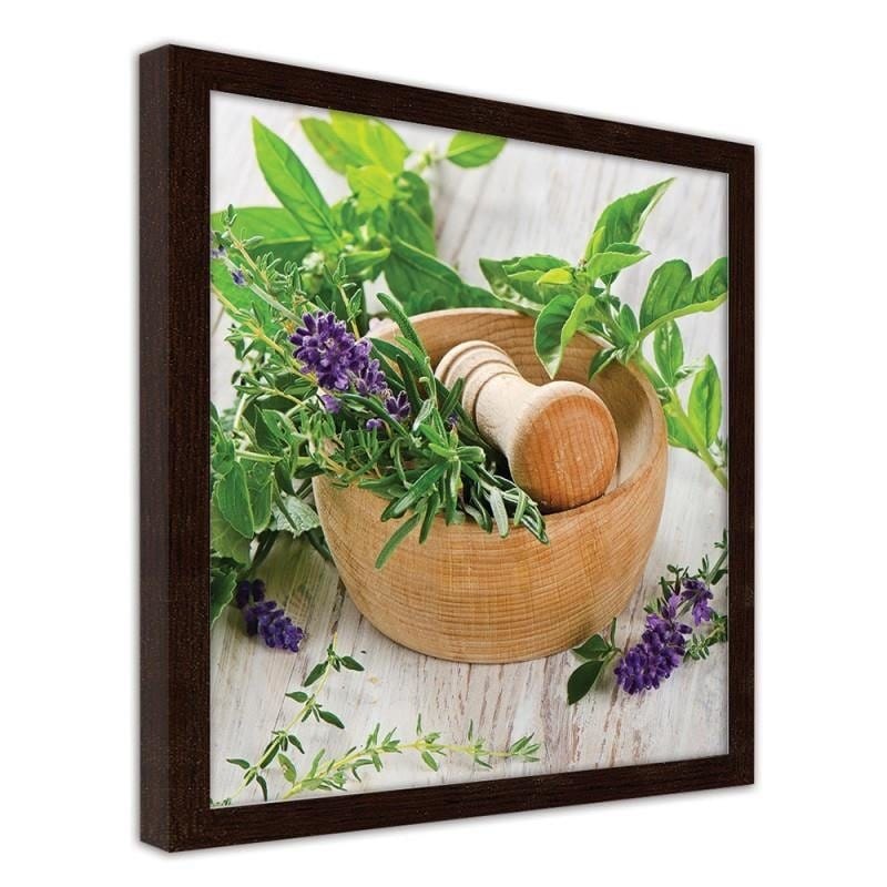 Glezna brūnā rāmī - A mortar with herbs Home Trends DECO