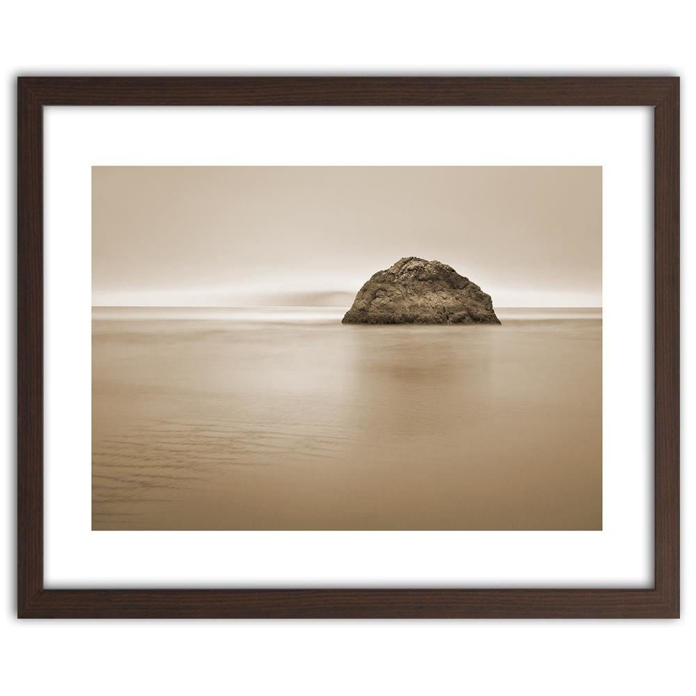 Glezna brūnā rāmī - A Rock In The Sea At Dusk 1 Home Trends DECO