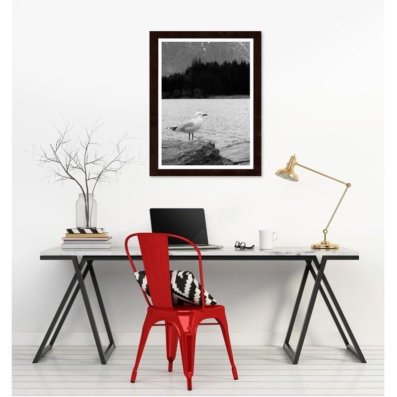 Glezna brūnā rāmī - A seagull on a rock Home Trends DECO