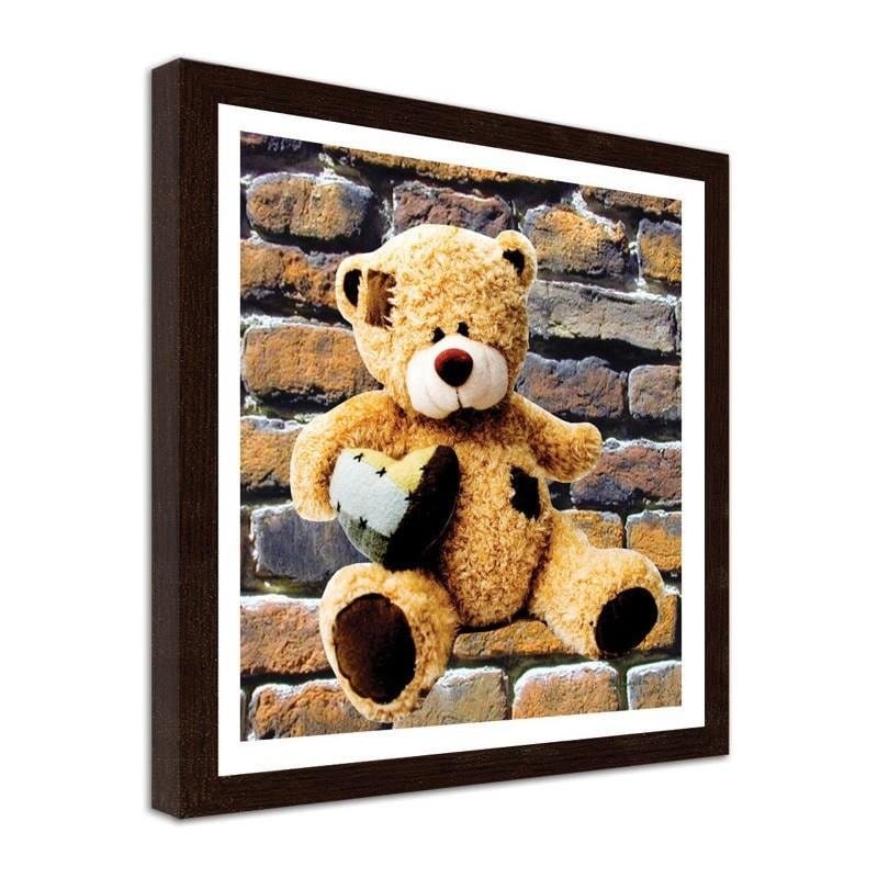 Glezna brūnā rāmī - A teddy bear with a heart. Home Trends DECO