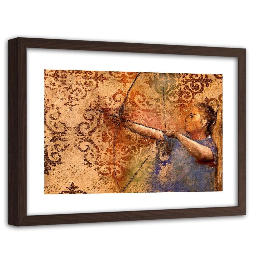Glezna brūnā rāmī - A Woman Firing A Bow Home Trends DECO