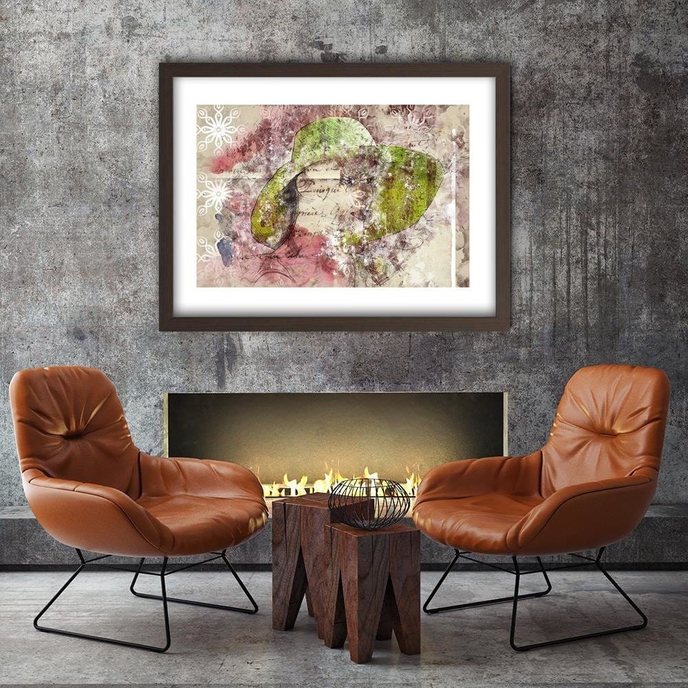 Glezna brūnā rāmī - A Woman In A Green Hat Home Trends DECO
