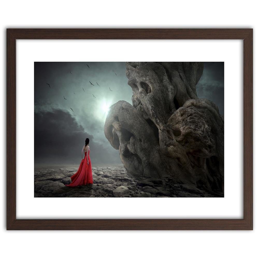Glezna brūnā rāmī - A Woman In A Red Dress Fantasy Home Trends DECO